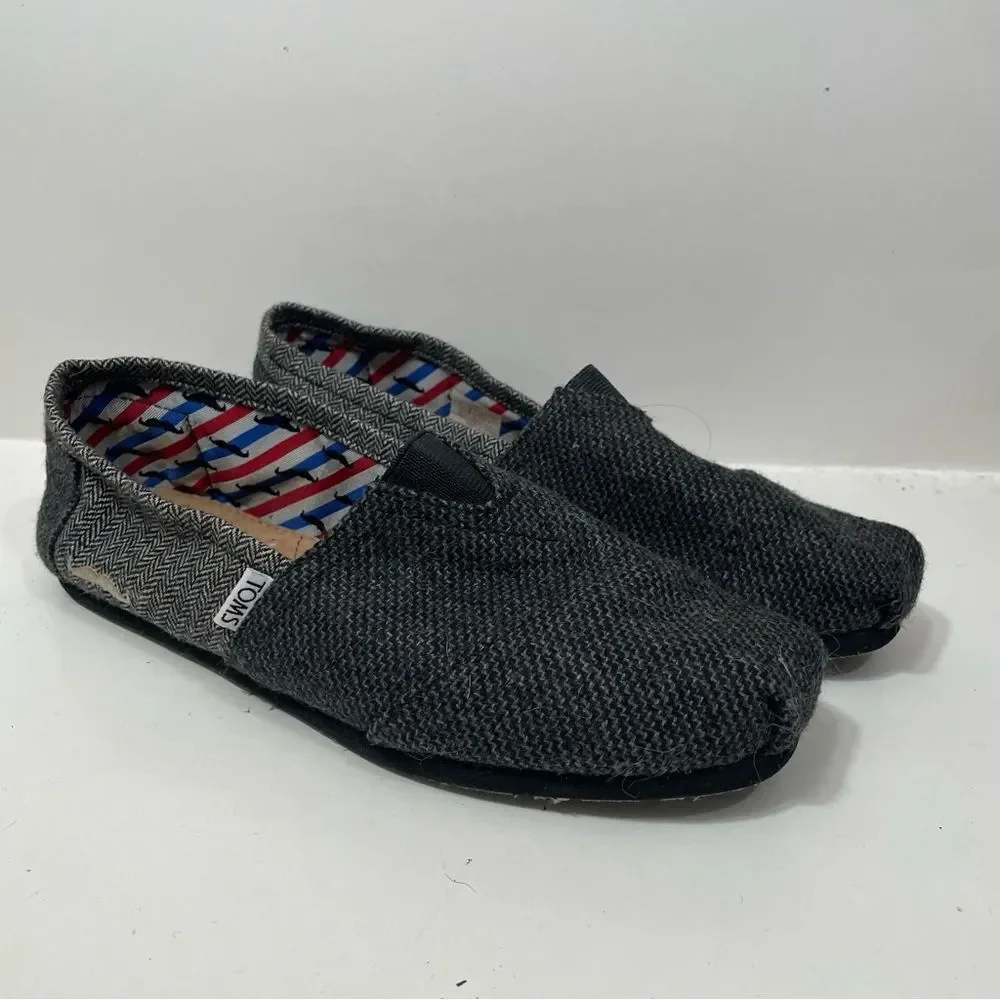 Toms Grey Mustache Movember Casual Loafers